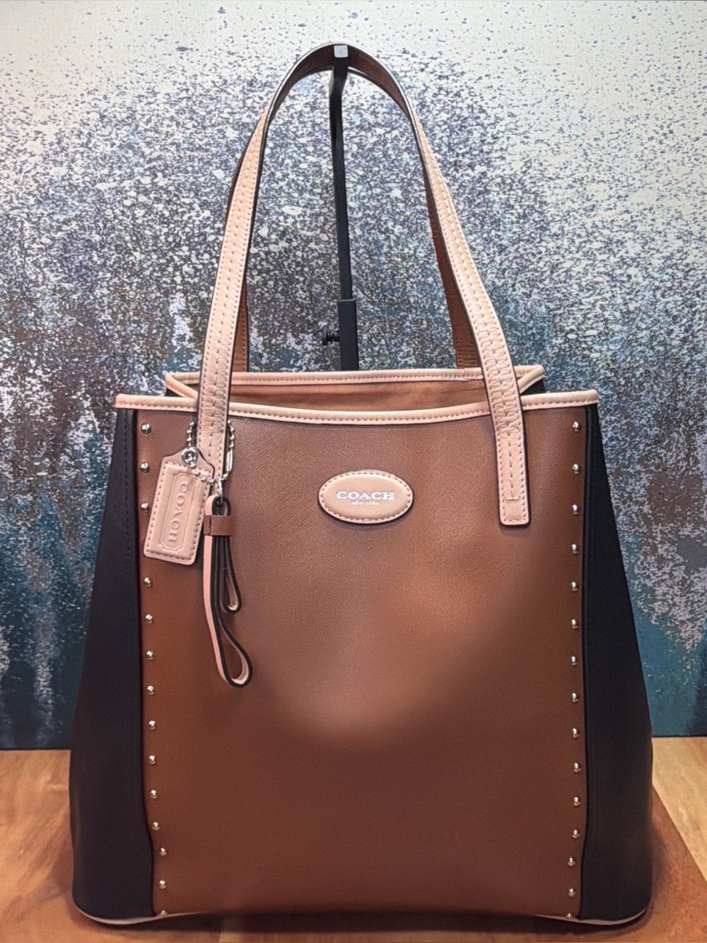Coach 2014 Old Money Metro Studded Leather Tote Brown/Black (EUC) - Picture 5 of 16